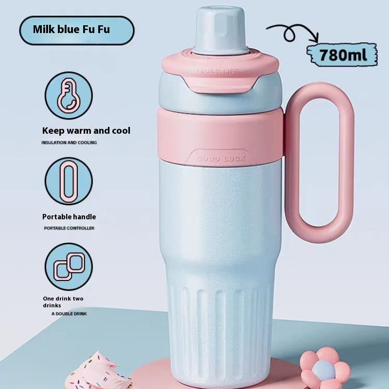 Gradient Double Drink Thermal Cup With Lid Coffee