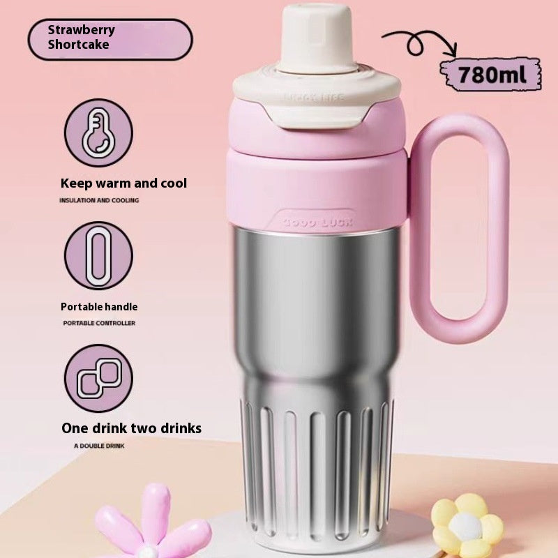 Gradient Double Drink Thermal Cup With Lid Coffee