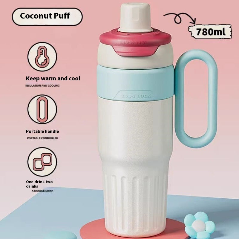 Gradient Double Drink Thermal Cup With Lid Coffee