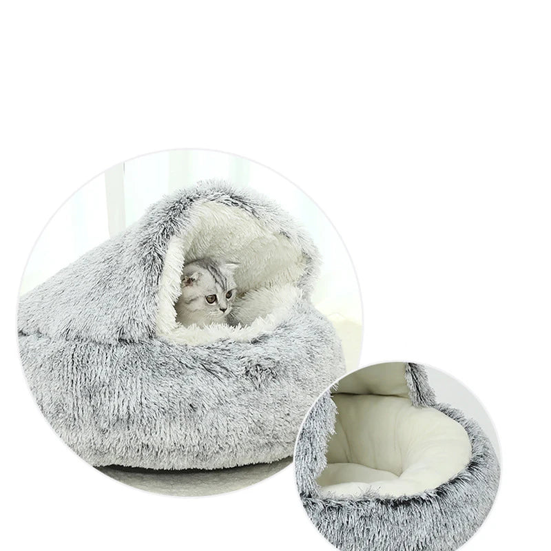 Pet Dog Cat Bed Donut Round Plush