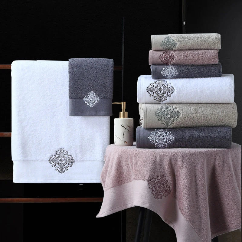 Luxury Embroidery Adult Bath Towels Bathroom Soft Cover  | Yazijico™
