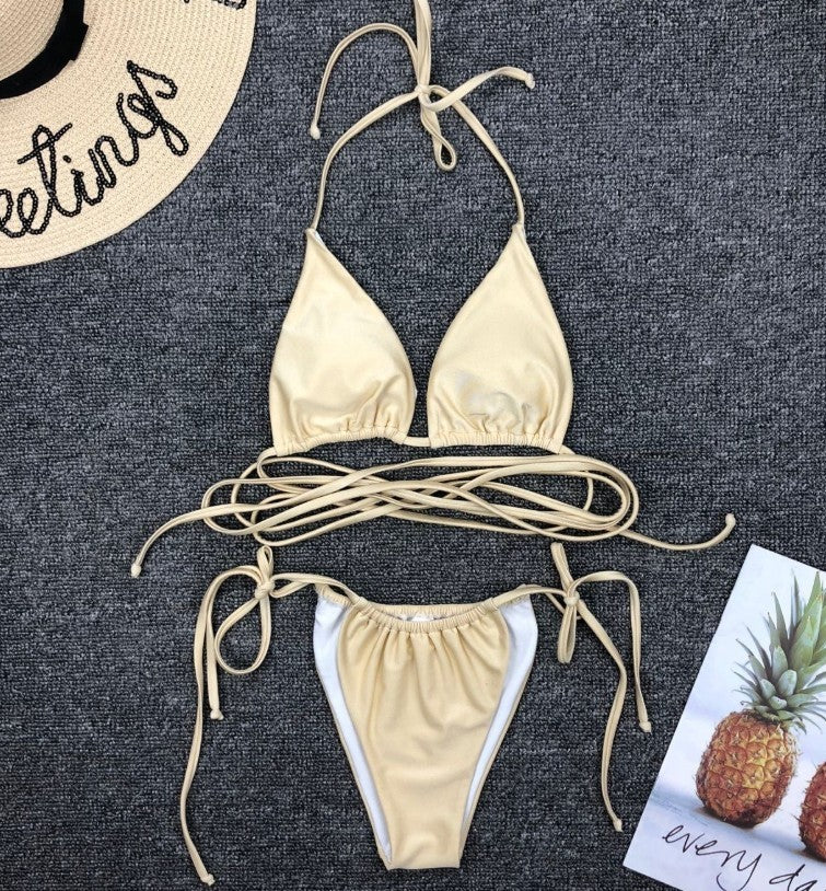 Lace-up Swimsuit Mini Bikini Split Swimsuit