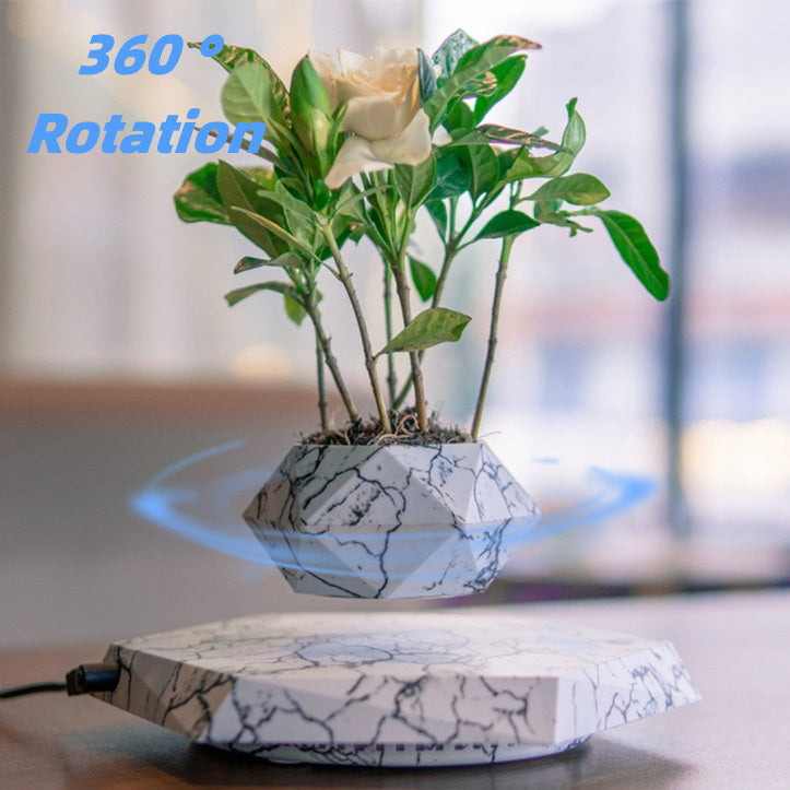 Levitating Plant Pot Marble Floating Planter Magnetic