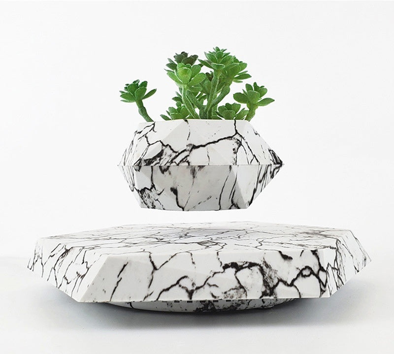 Levitating Plant Pot Marble Floating Planter Magnetic