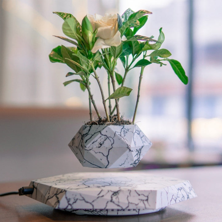 Levitating Plant Pot Marble Floating Planter Magnetic