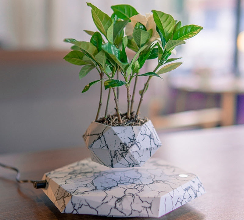 Levitating Plant Pot Marble Floating Planter Magnetic