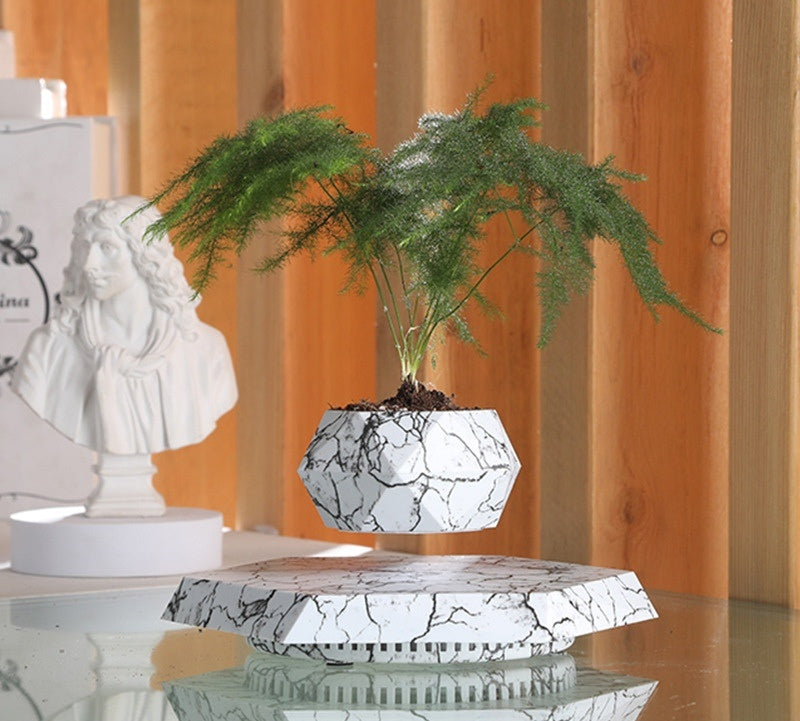 Levitating Plant Pot Marble Floating Planter Magnetic