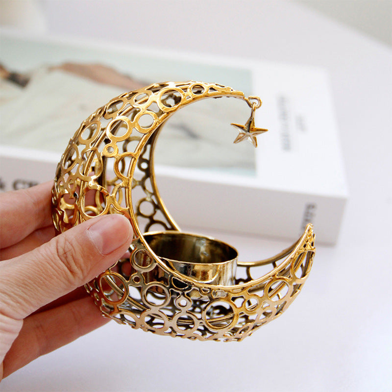 Light Luxury Crescent Moon Star Black Gold Yazijico™