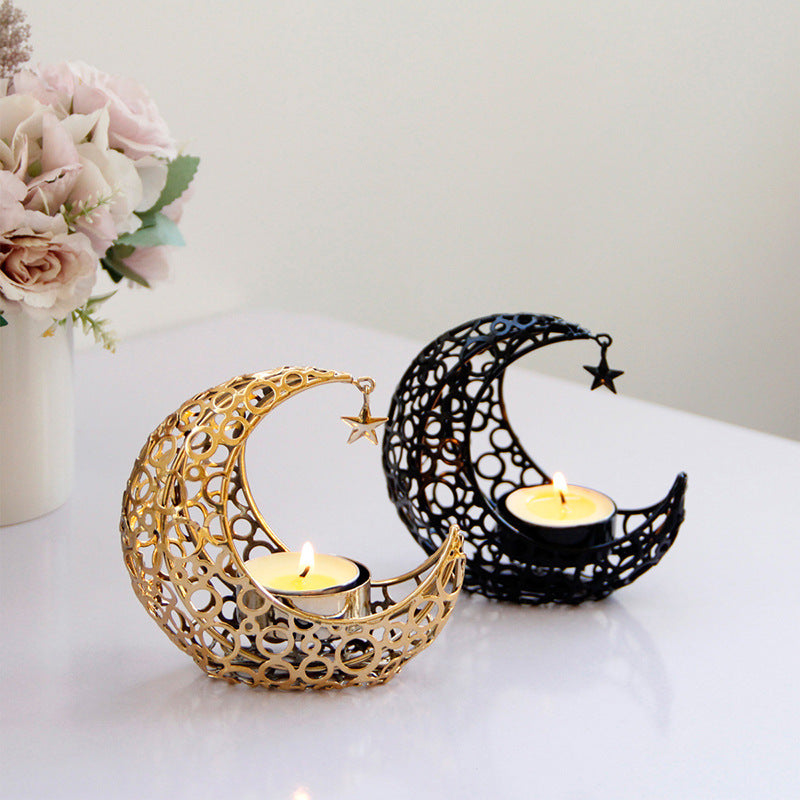 Light Luxury Crescent Moon Star Black Gold Yazijico™