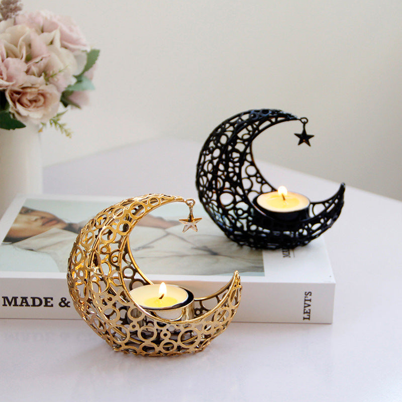 Light Luxury Crescent Moon Star Black Gold Yazijico™