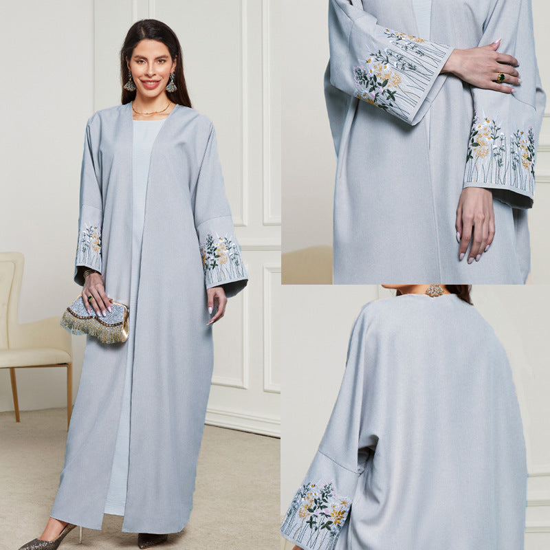 Middle East Clothing Robe Embroidered Cardigan Dress