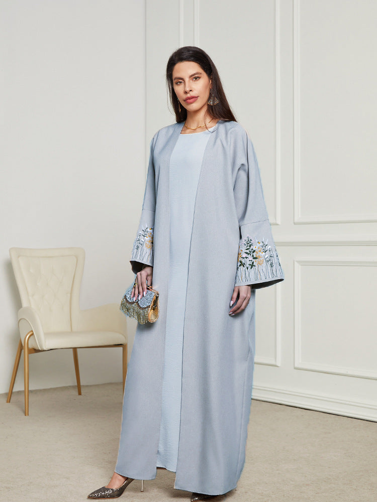 Middle East Clothing Robe Embroidered Cardigan Dress
