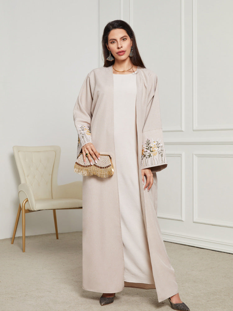 Middle East Clothing Robe Embroidered Cardigan Dress