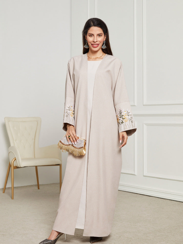 Middle East Clothing Robe Embroidered Cardigan Dress