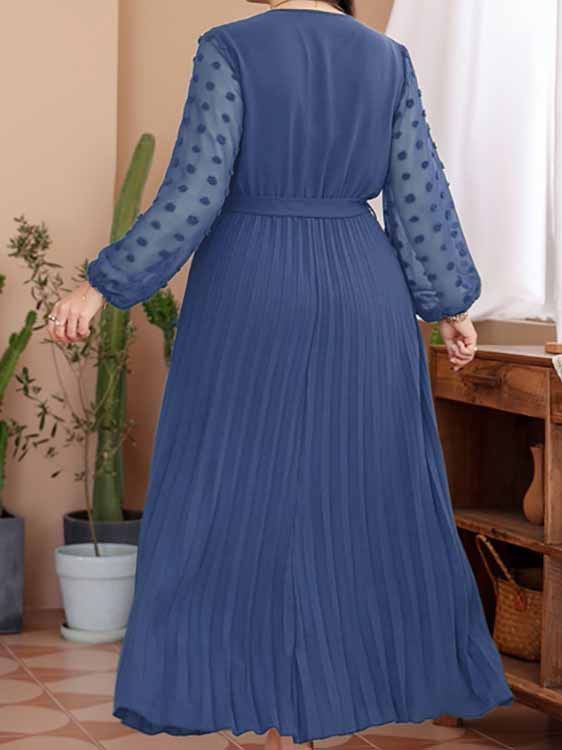 Middle East Large Size Solid Color Elastic Waist Dress