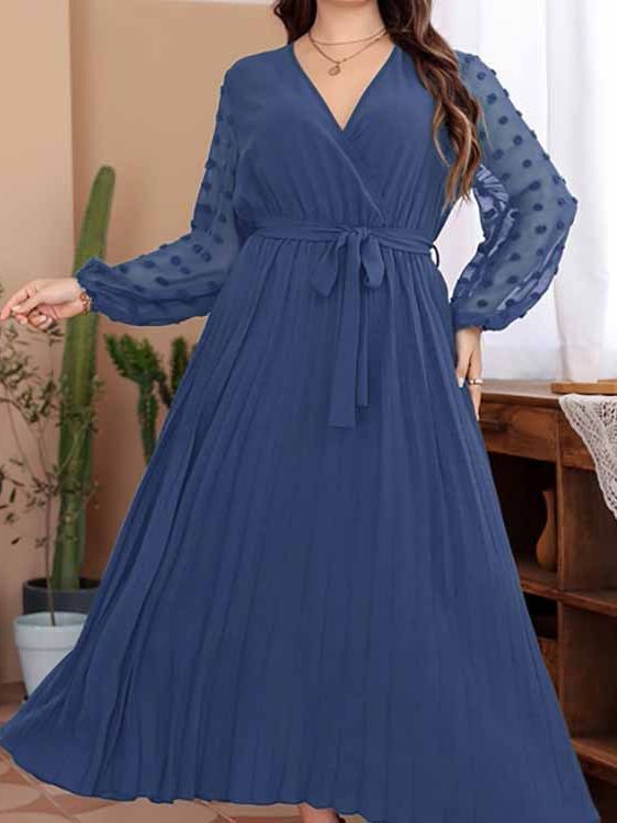 Middle East Large Size Solid Color Elastic Waist Dress