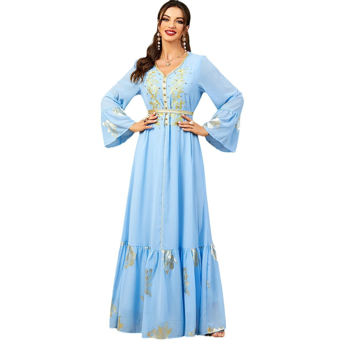 Middle East Muslim Women's Dress With Belt