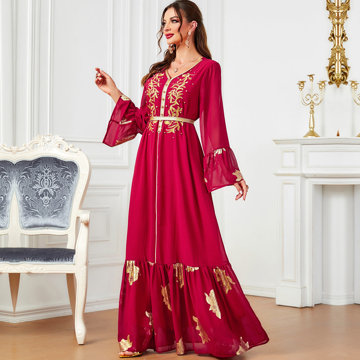 Middle East Muslim Women's Dress With Belt