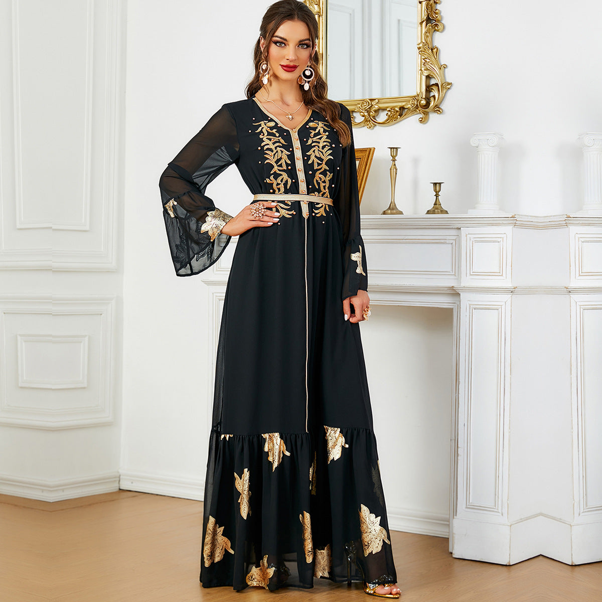 Middle East Muslim Women's Dress With Belt