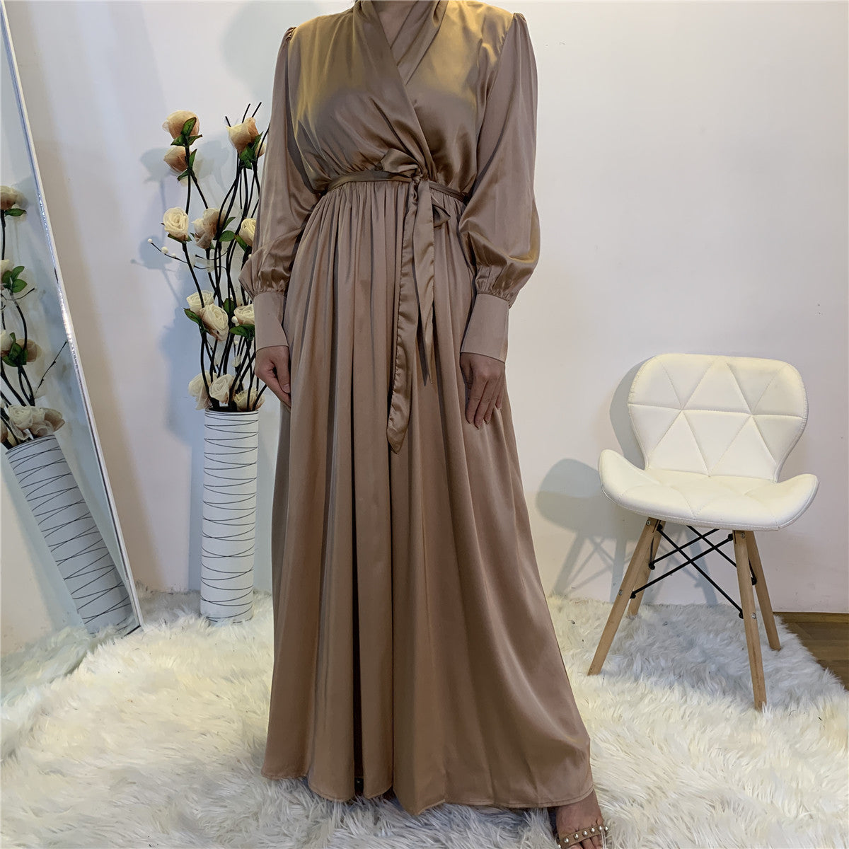 Middle East Turkey New Fashion Women's V-neck Dress