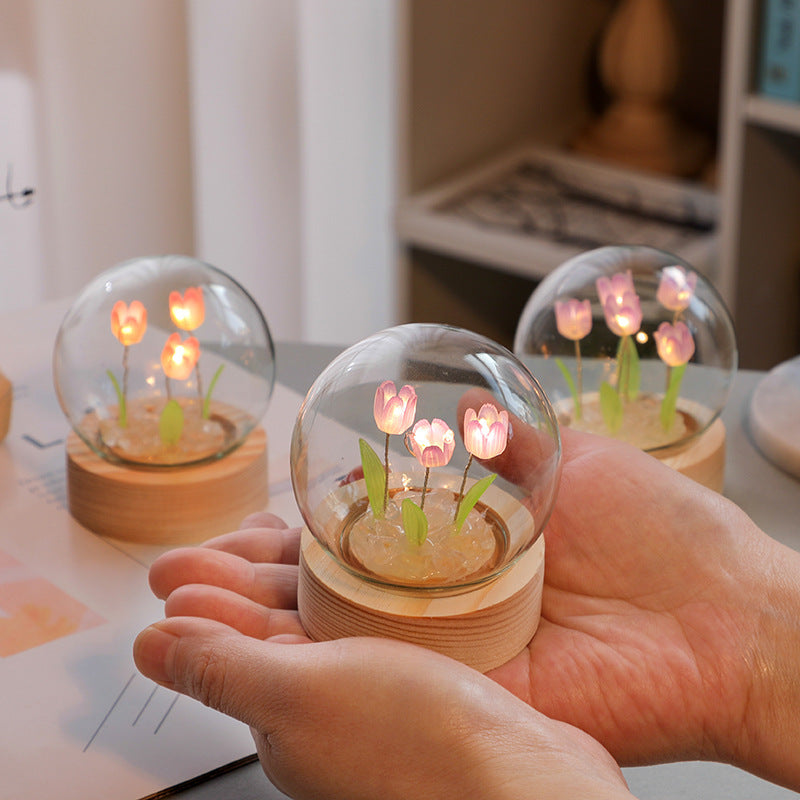 Night Light Tulip Flower Handmade DIY Bedside