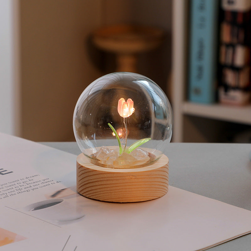 Night Light Tulip Flower Handmade DIY Bedside
