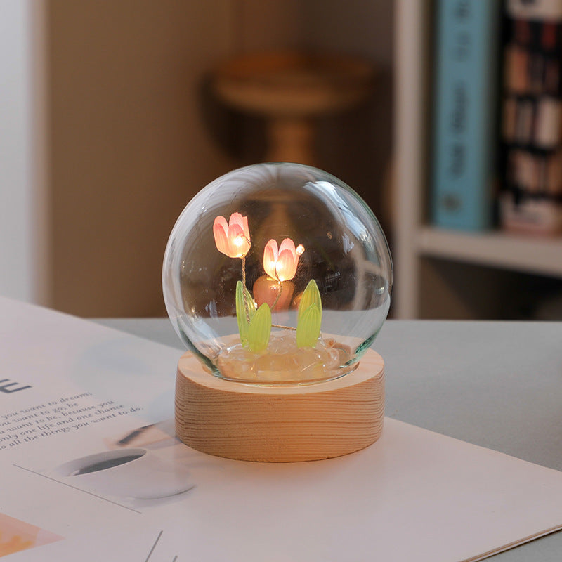 Night Light Tulip Flower Handmade DIY Bedside
