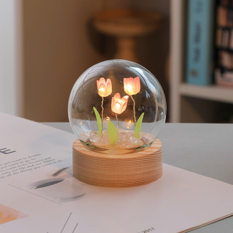 Night Light Tulip Flower Handmade DIY Bedside