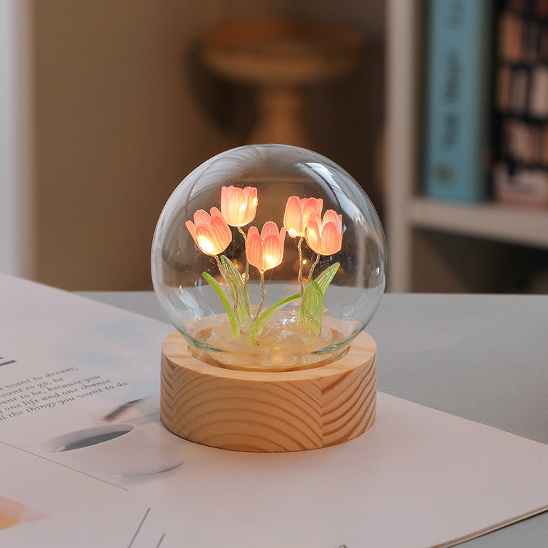 Night Light Tulip Flower Handmade DIY Bedside