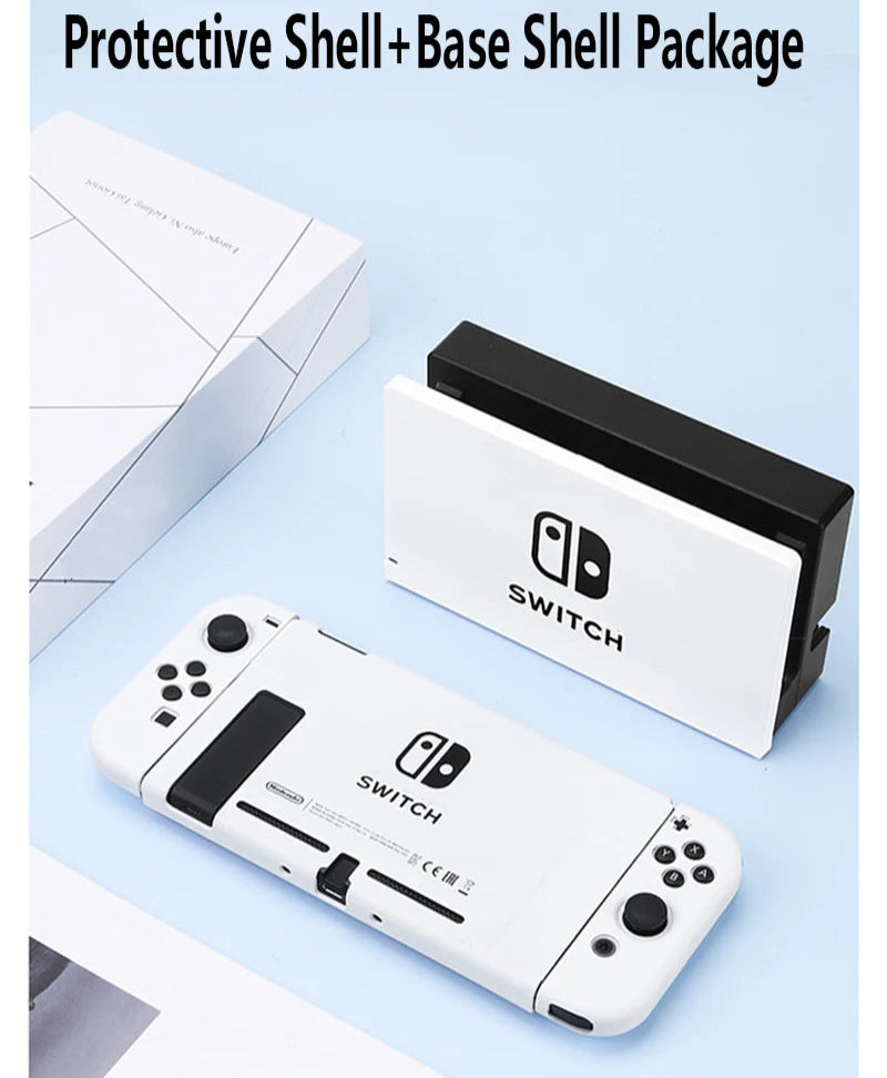 Nintendo Switch protective shell and base shell package on a blue card with product images.