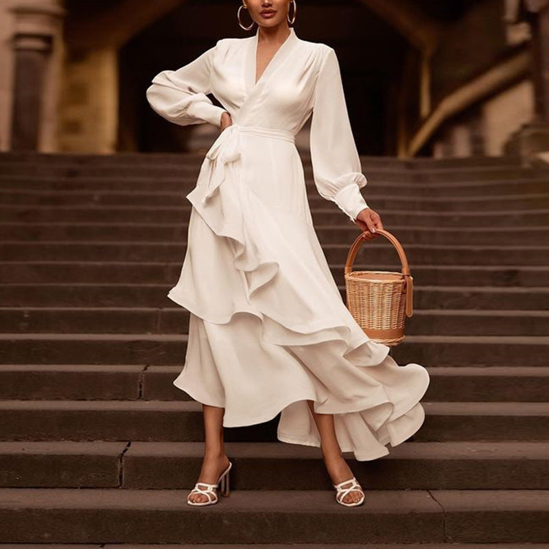 Prom Dress Long Sleeve Ruffles Long | Yazijico™