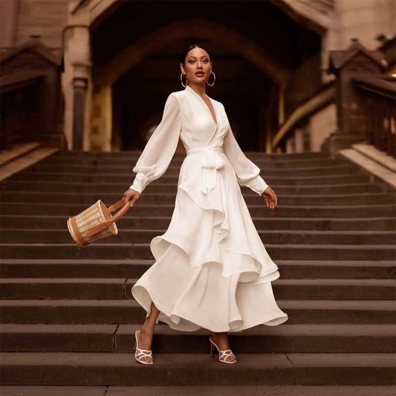 Prom Dress Long Sleeve Ruffles Long | Yazijico™