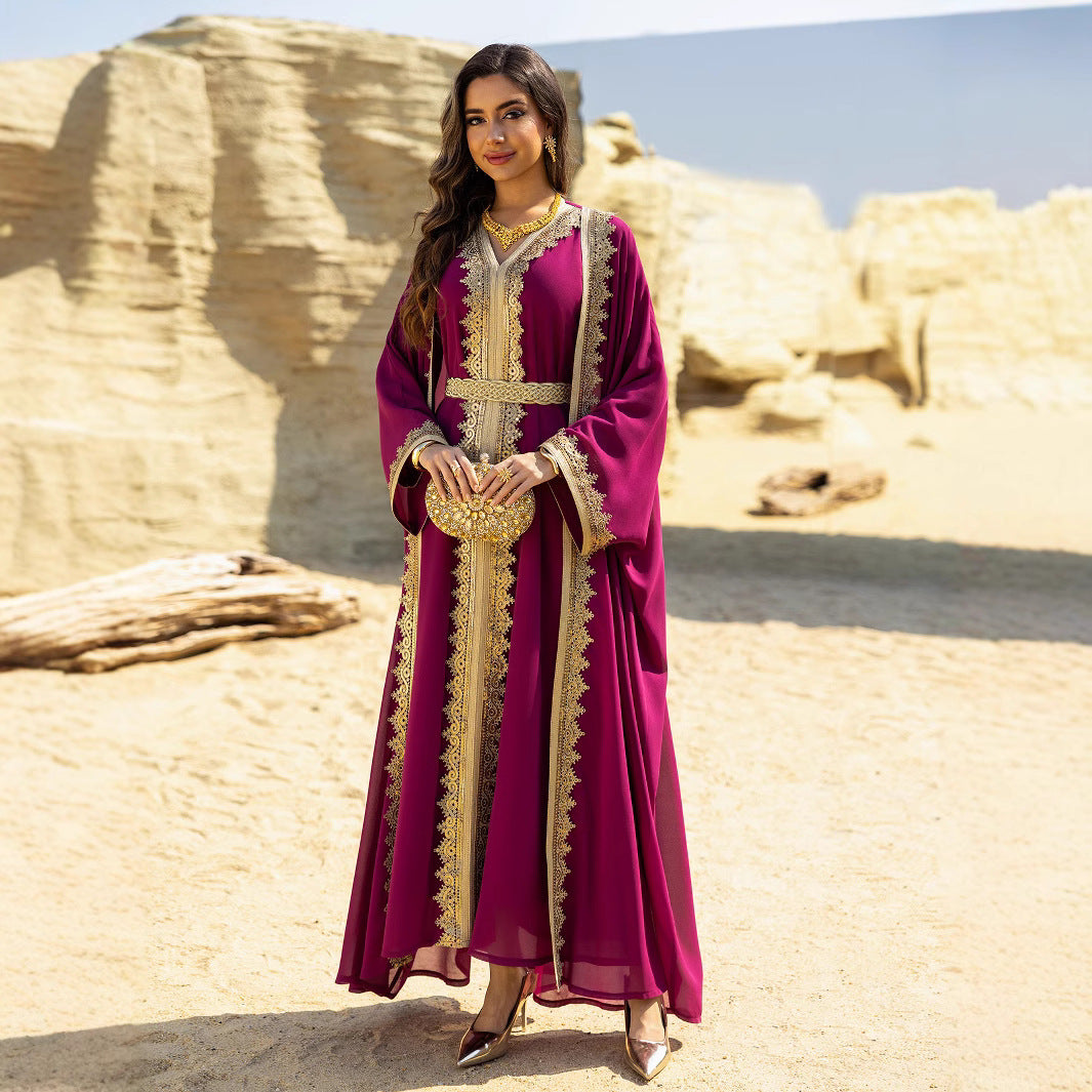 Muslim Dress Belt Middle East Women Dress