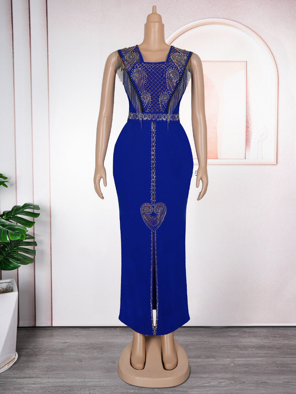 Robe à col en V tendance africaine grande taille | Yazijico™