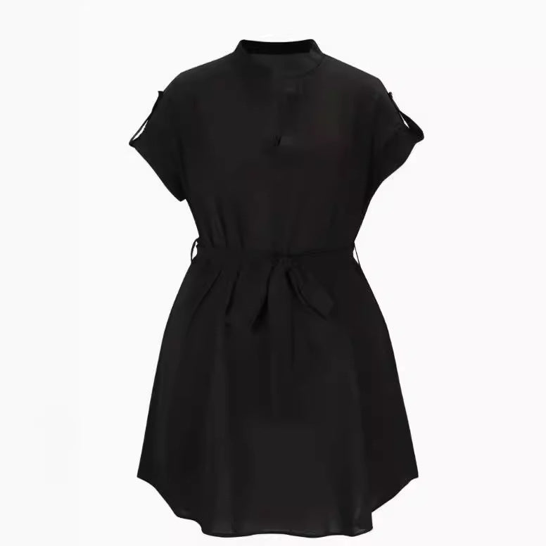 Short Sleeve Dress With Belt Summer | Yazijico™