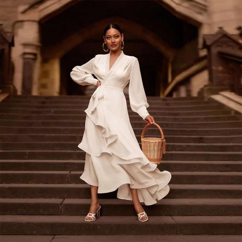 Prom Dress Long Sleeve Ruffles Long | Yazijico™