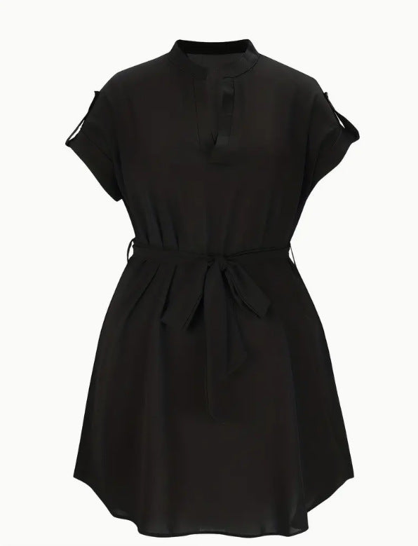 Short Sleeve Dress With Belt Summer Yazijico™