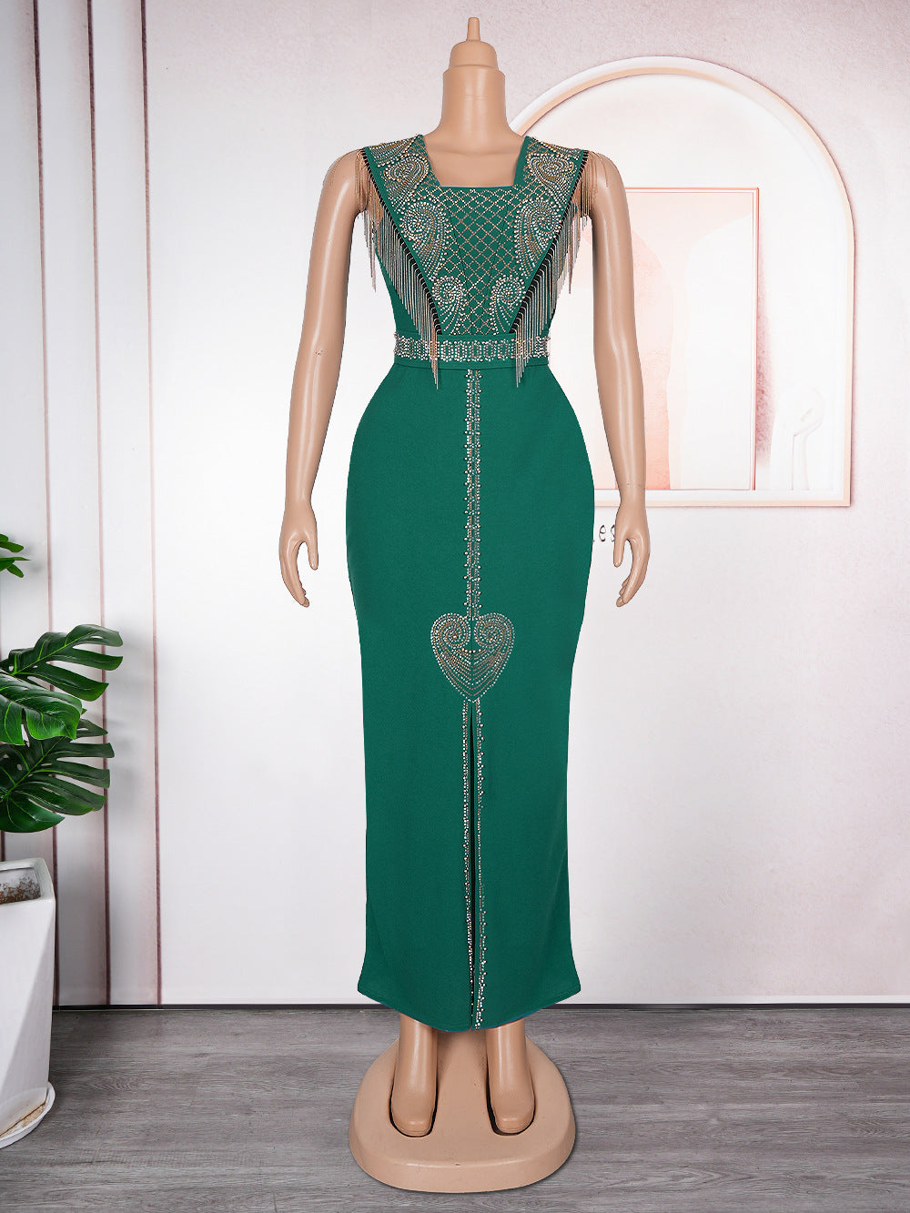 Robe à col en V tendance africaine grande taille | Yazijico™