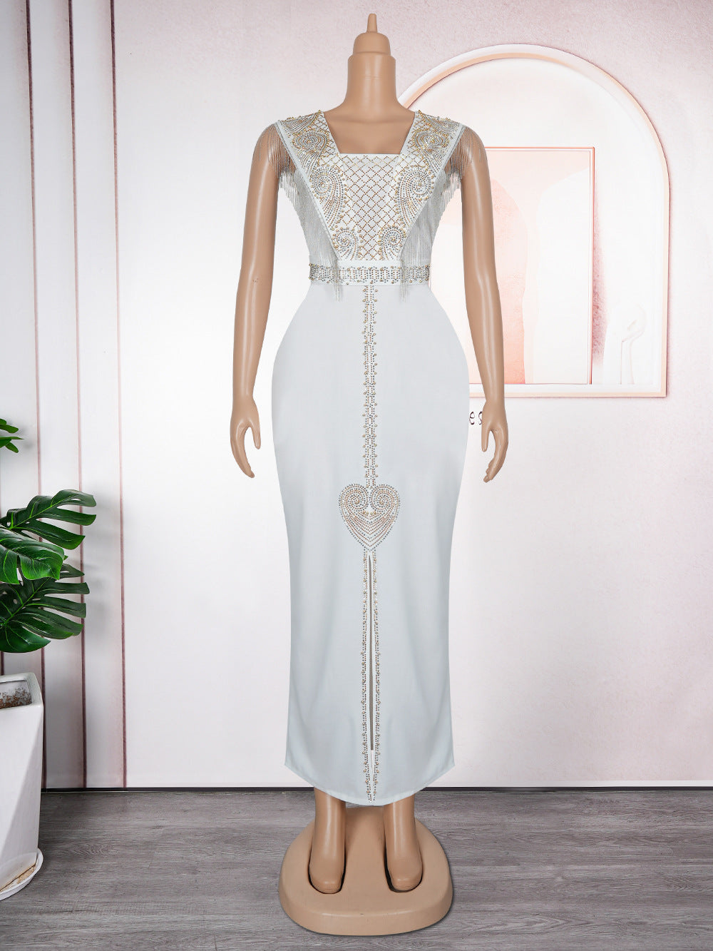Robe à col en V tendance africaine grande taille | Yazijico™