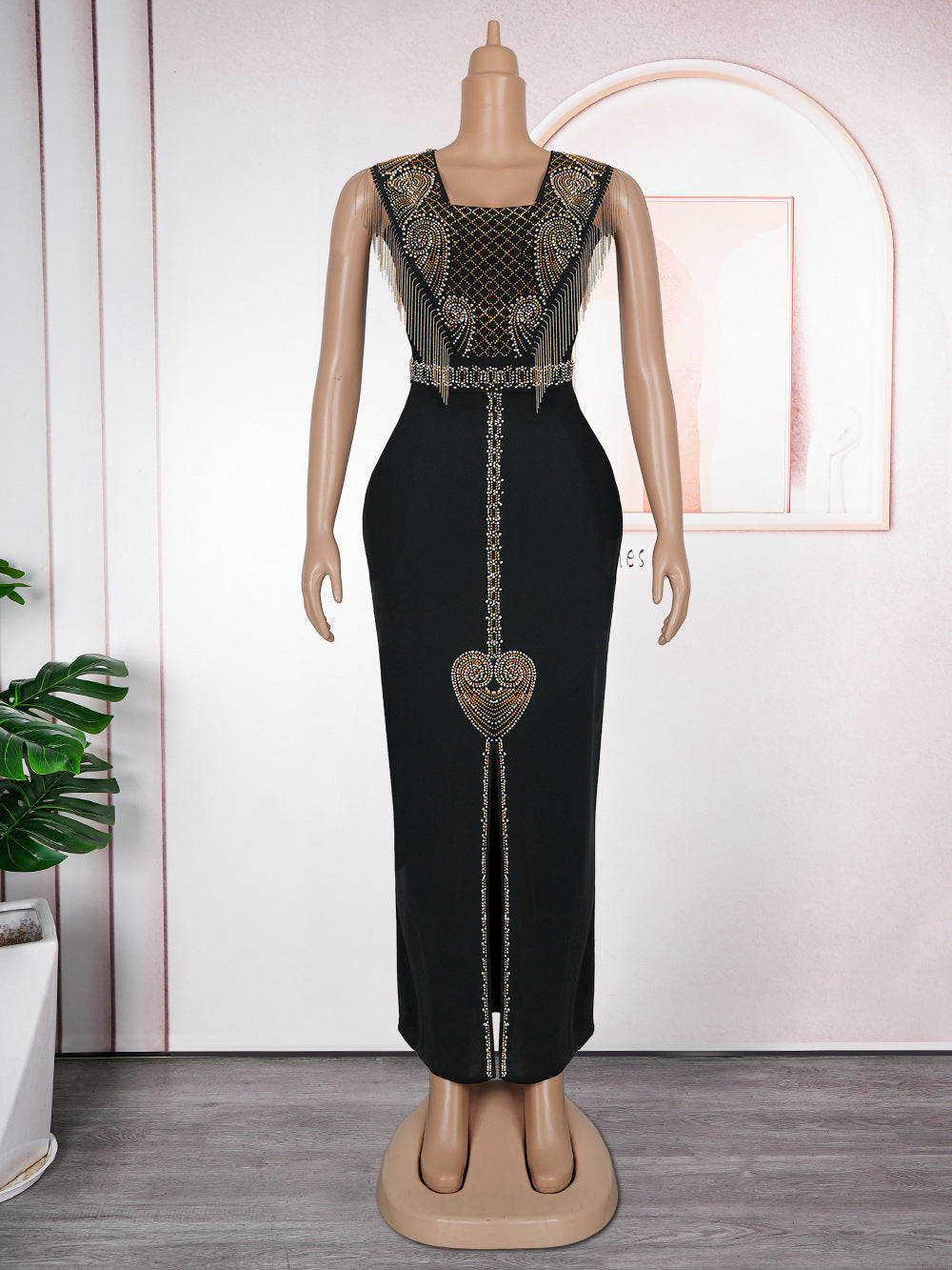 Robe à col en V tendance africaine grande taille | Yazijico™