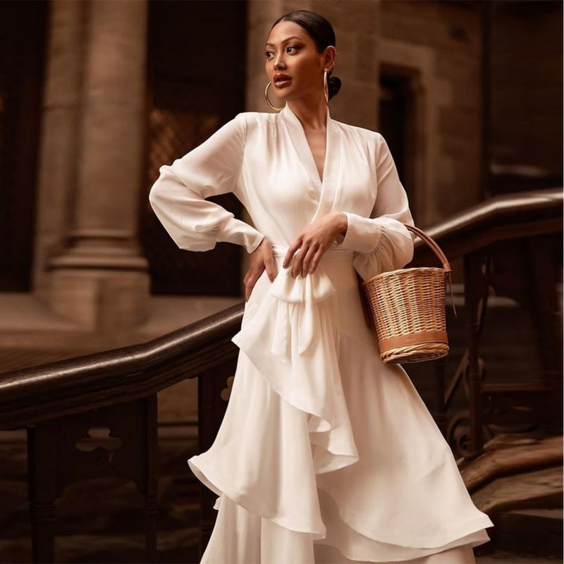 Prom Dress Long Sleeve Ruffles Long | Yazijico™