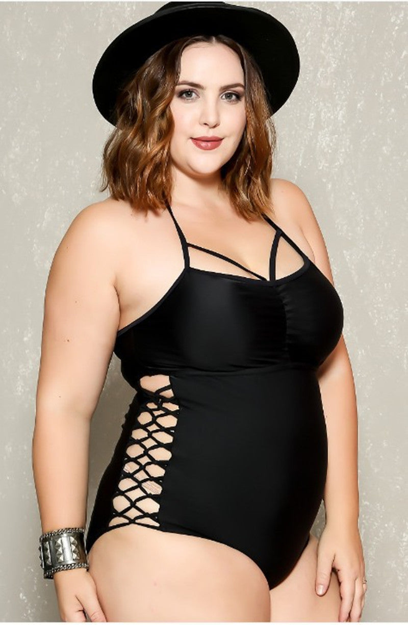 Plus size one-piece European And American Cross Swimsuit