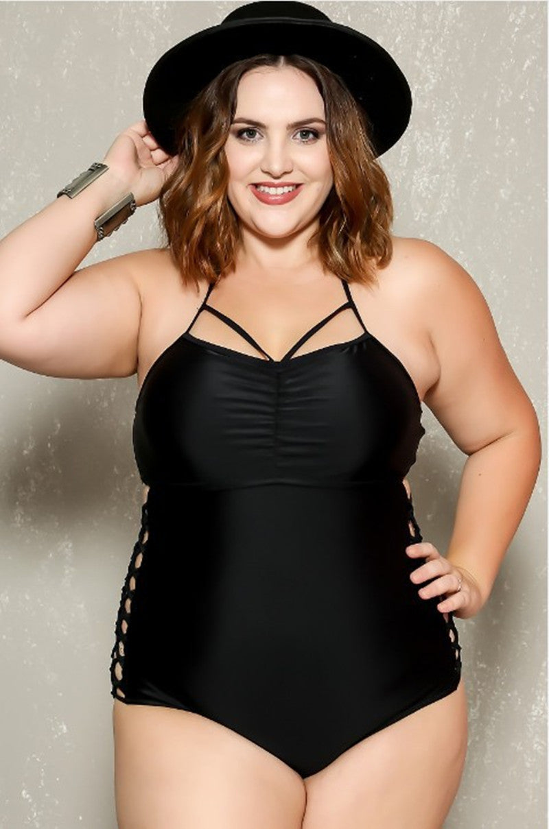 Plus size one-piece European And American Cross Swimsuit