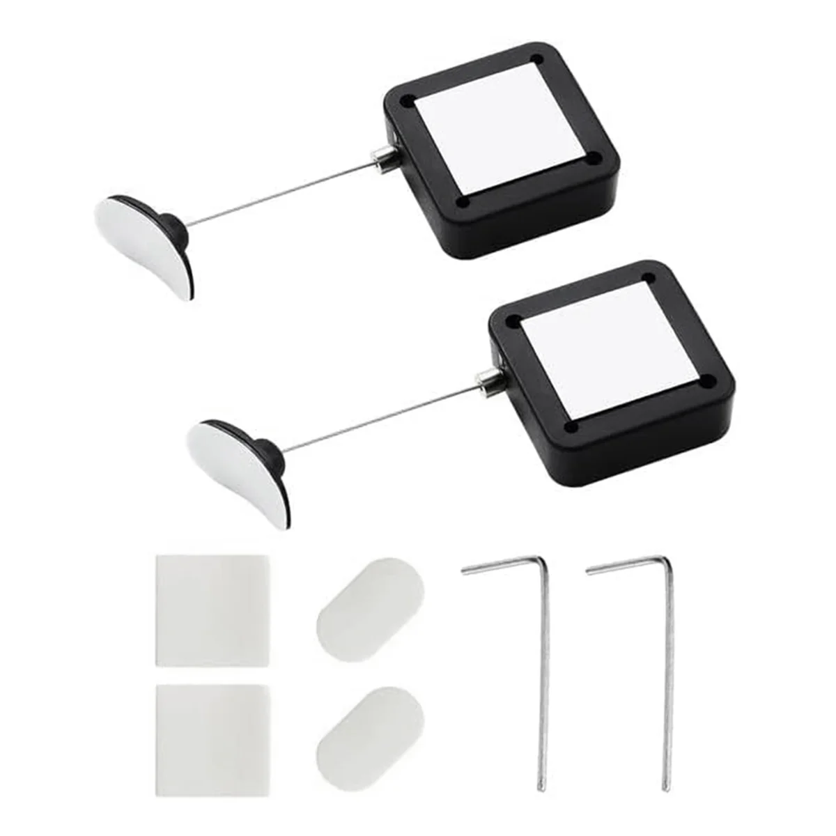 Two black square lights with white screens, additional screens, and metal stands on a white background