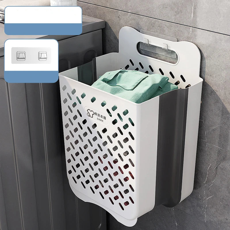 Folding Bathroom Laundry Basket Wall | Yazijico™