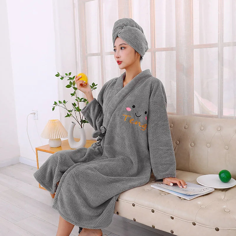 Bathrobe Women Winter Thermal Long Lovers  | Yazijico™