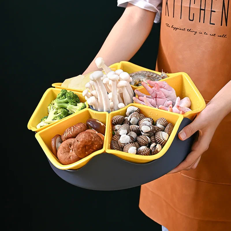 Rotatable 7-grid Hot Pot Drain Basket Double Layered  | Yazijico™