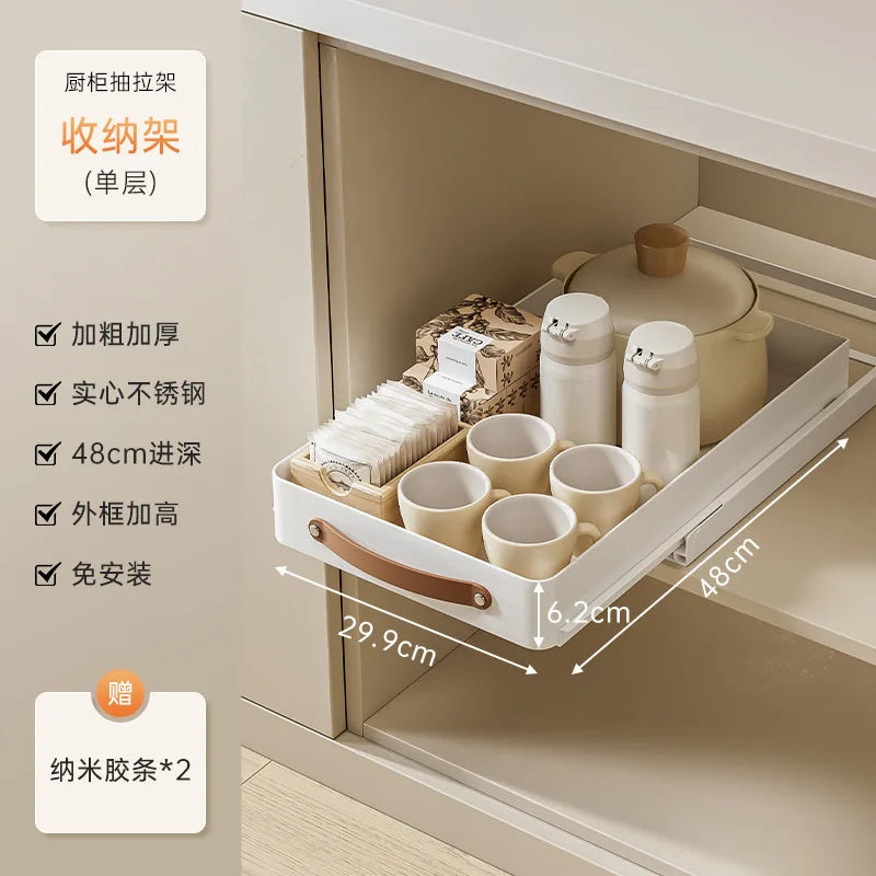 Stainless Steel Pull-Out Holder Kitchen Tableware | Yazijico™