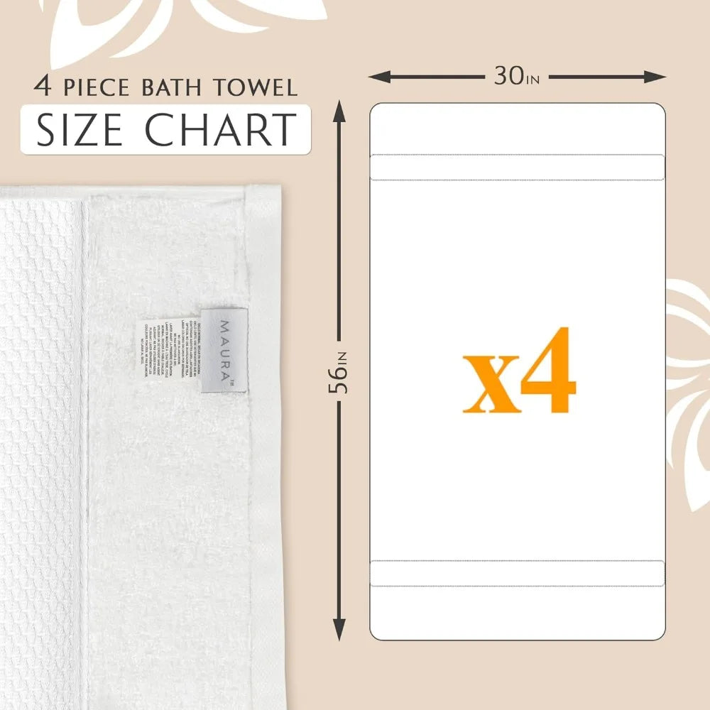 Bath Towels for the Body Exquisite 4-Piece Turkish Bath  | Yazijico™