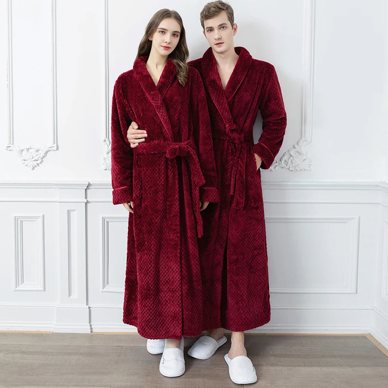 Bathrobe Long Thermal Jacquard Flannel Bathrobe | Yazijico™